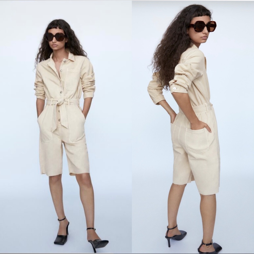 Zara Rustic Belted Overall Jumpsuit